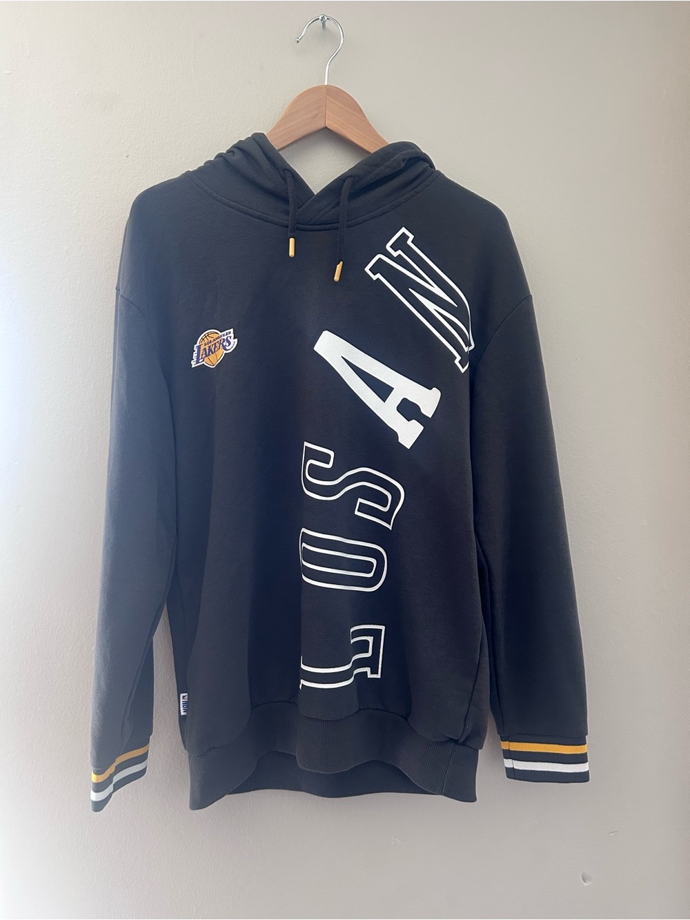 NBA Black Hoodie with White USA Lettering and Yellow Accents
